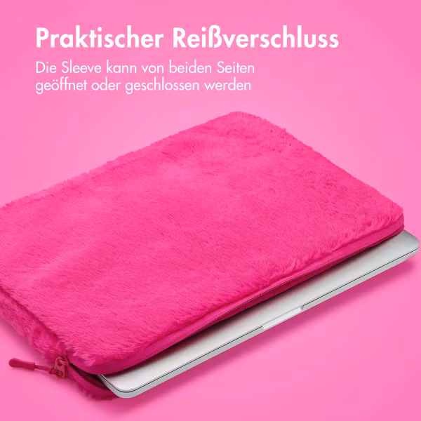 imoshion Fluffy Laptop hoes 15-16 inch - Laptopsleeve - Hot Pink