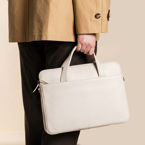 Accezz Leather Laptoptas 16 inch - Beige
