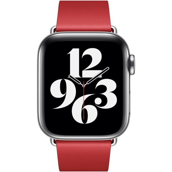 Apple Leather Band Modern Buckle Apple Watch Series 1 t/m 9 / SE (38/40/41 mm) | Series 10 / 11 (42 mm) - Maat L - Scarlet Red