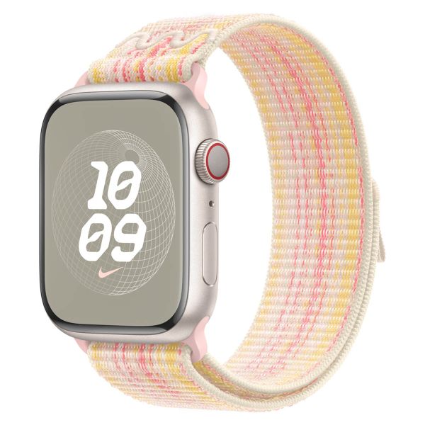 Apple Nike Sport Loop Band Apple Watch Series 1 t/m 10 / SE / Ultra (2) (44/45/46/49 mm) - Starlight/Pink