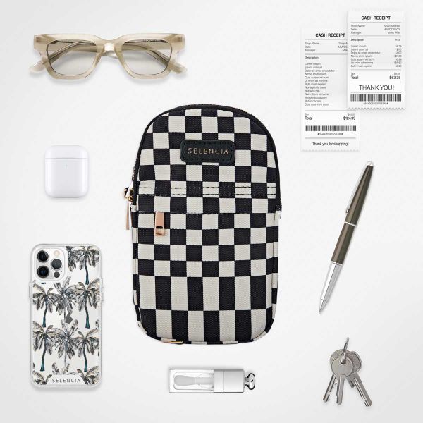 Selencia Telefoontasje - Checker Black