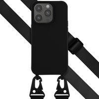 Selencia Siliconen hoesje met afneembaar koord Apple iPhone 14 Pro - Zwart