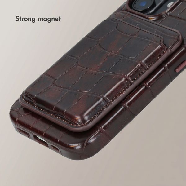 Selencia Croco Card Holder with MagSafe - Choco Brown
