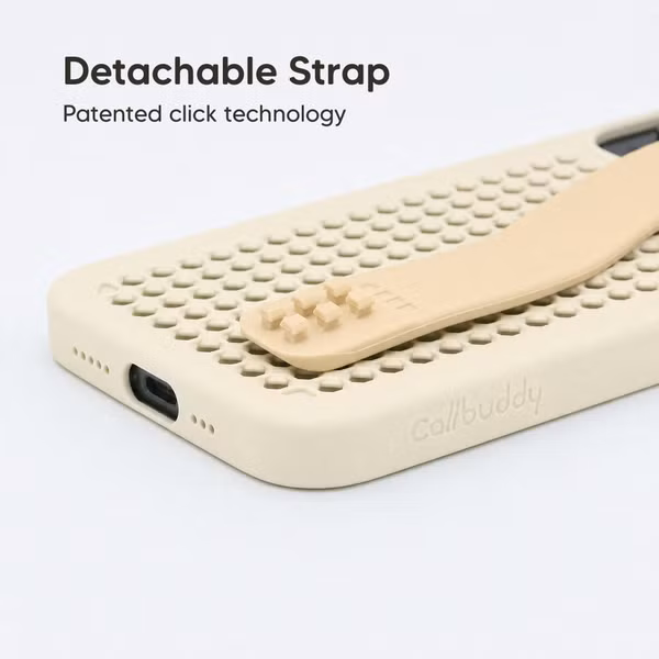 Callbuddy Hoesje met Strap Apple iPhone 17e / 16e / 15 / 14 / 13 - Sand Glow