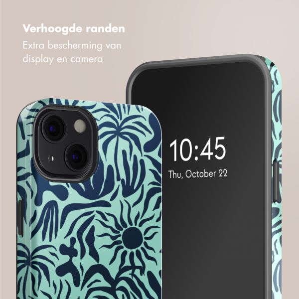 Selencia Vivid Tough Backcover met MagSafe iPhone 13 - Tropical Vibes Light Blue