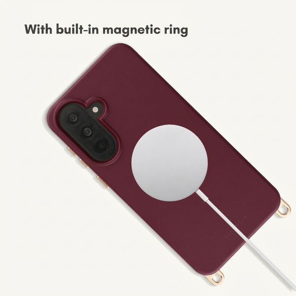 Selencia Rivièra MagSafe Back Cover with detachable hooks Samsung Galaxy A37 (5G) - Bold Burgundy