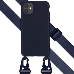 Selencia Siliconen hoesje met afneembaar koord iPhone 11 - Donkerblauw