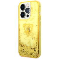 Guess Liquid Glitter Backcover Apple iPhone 14 Pro - Geel