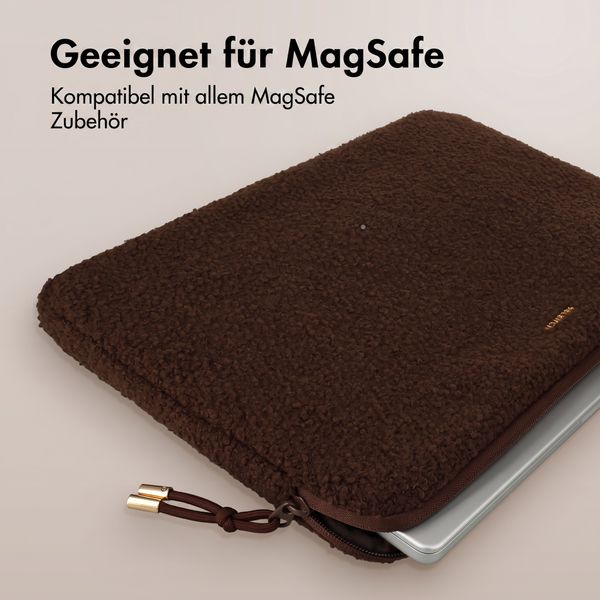 Selencia Teddy Laptop hoes 13-14 inch - Laptopsleeve - Choco Brown