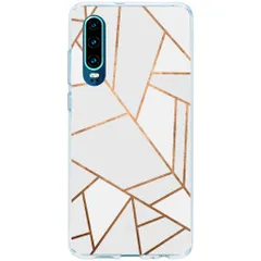 Design Backcover Huawei P30 - Grafisch Wit / Koper