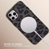 Selencia Sabi Backcover Panterprint met MagSafe Apple iPhone 12 (Pro) - Midnight Black