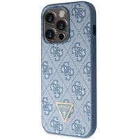 Guess 4G Logo Triangle Strass Backcover iPhone 15 Pro - Blauw