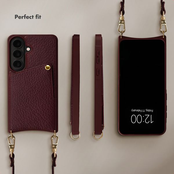 Selencia Nova Phone Case with Cord and Card Holder Samsung Galaxy S26 - Bold Burgundy