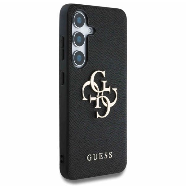 Guess 4G Metal Logo Saffiano Backcover Samsung Galaxy S25 - Zwart