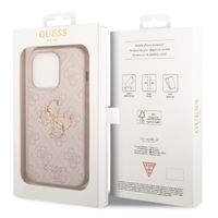 Guess 4G Metal Logo Backcover iPhone 15 Pro - Roze