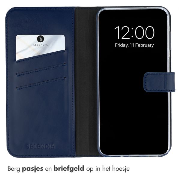 Selencia Echt Leren Bookcase Samsung Galaxy A27 (5G) - Donkerblauw