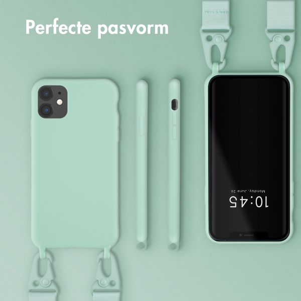 Selencia Siliconen hoesje met afneembaar koord Apple iPhone 11 - Turquoise