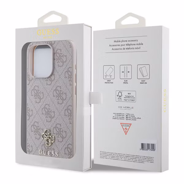 Guess 4G Metal Logo Backcover MagSafe Apple iPhone 15 Pro Max - Roze