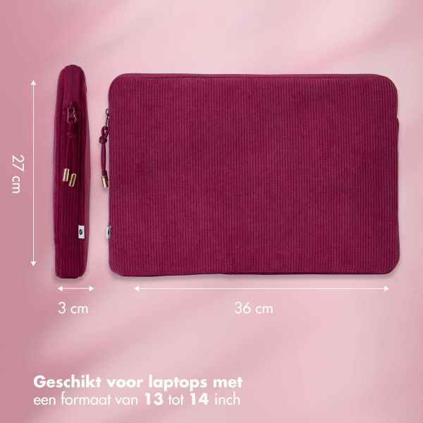 Selencia Corduroy Laptop hoes 13-14 inch - Laptopsleeve - Dark Rose