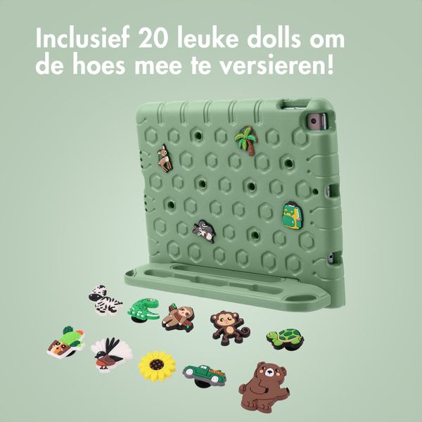 imoshion Kidsproof tablethoes met afneembare dolls Apple iPad 9 (2021) 10.2 inch / iPad 8 (2020) 10.2 inch / iPad 7 (2019) 10.2 inch - Olive Green