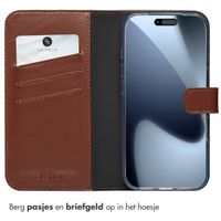 Selencia Echt Leren Bookcase Apple iPhone 17 Pro - Lichtbruin