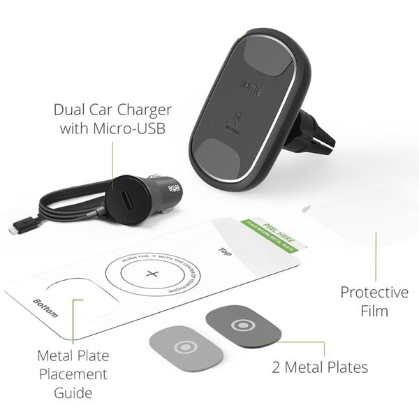 iOttie iTap 2 Wireless Fast Charging Mount - Telefoonhouder auto - Ventilatierooster - Magnetisch - Zwart