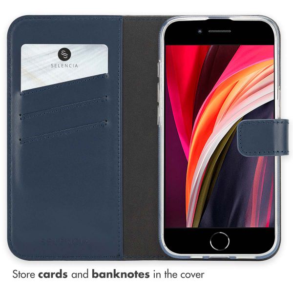 Selencia Genuine Leather Book Case Apple iPhone 17e / 16e - Blue