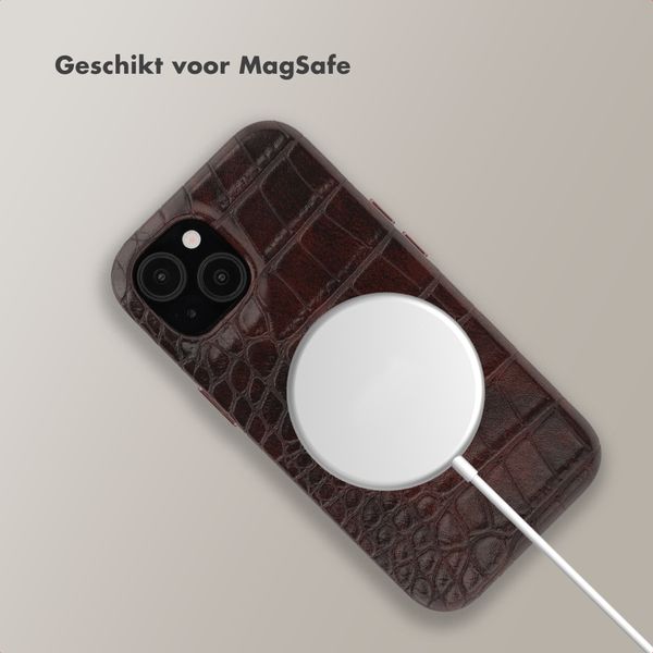 Selencia Croco Backcover met MagSafe Apple iPhone 15 - Choco Brown