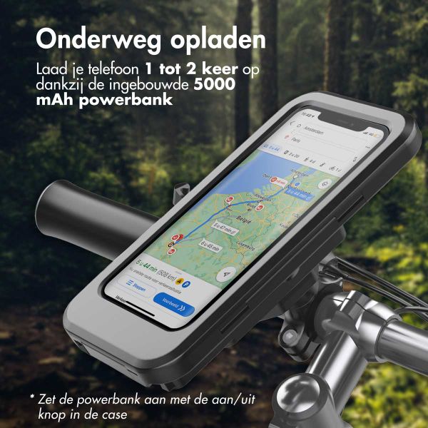 imoshion Telefoonhouder fiets met powerbank - spatwaterdicht - 5000 mAh - Zwart