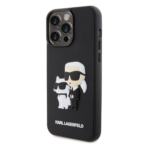 Karl Lagerfeld Karl & Choupette 3D Rubber Hardcase Backcover Apple iPhone 15 Pro Max - Zwart