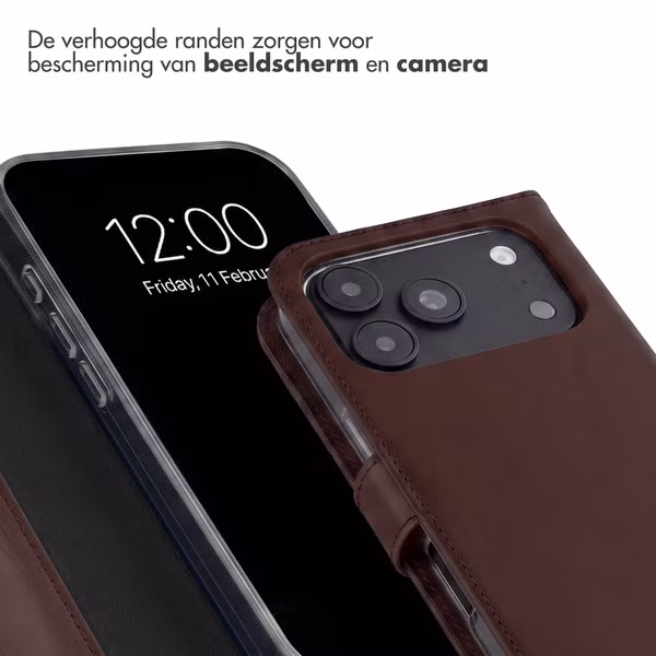 Selencia Echt Leren Bookcase Apple iPhone 18 Pro / 17 Pro - Bruin