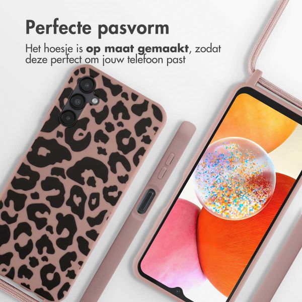 imoshion Siliconen design hoesje met koord Samsung Galaxy A14 (5G/4G) - Animal Pink