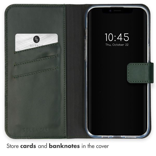Selencia Genuine Leather Book Case Apple iPhone 15 - Green