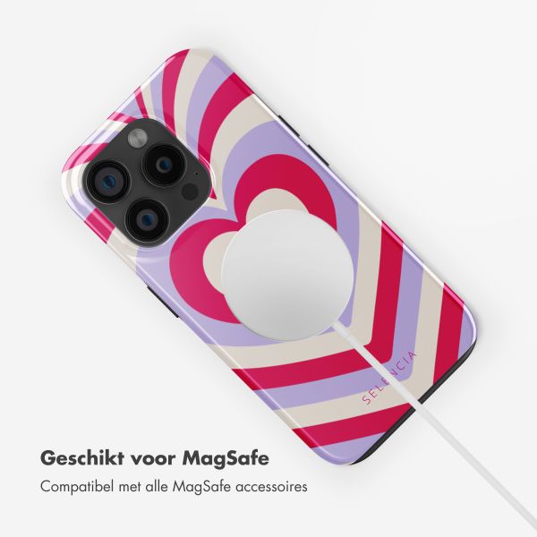 Selencia Vivid Backcover met MagSafe Apple iPhone 15 Pro - Double Hearts Rubine Red Lilac