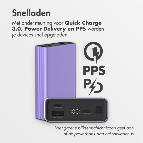 imoshion Ultra Series Aluminium | Powerbank 20.000 mAh - Snelladen tot 33 watt - Tropical Violet