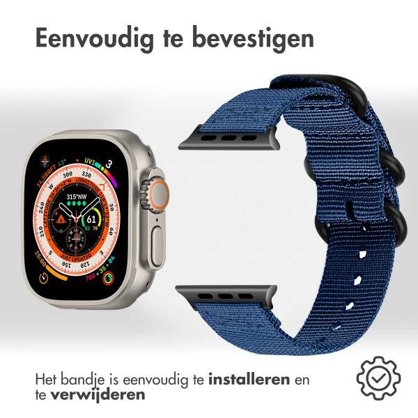 imoshion Nylon bandje Apple Watch Series 1-10 / SE / Ultra (2) - 42/44/45/46/49 mm - Donkerblauw