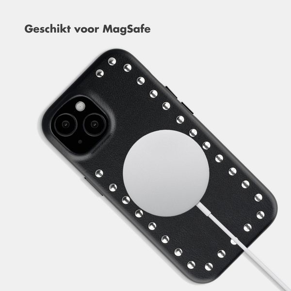 Selencia Studs Backcover met MagSafe Apple iPhone 15 - Velvet Black