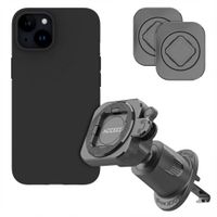 Accezz EasyLock telefoonhouder auto - inclusief hoesje Apple iPhone 15 - Ventilatierooster - 360 graden draaibaar - Zwart