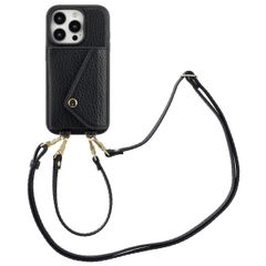 Selencia Sera Phone Case with Cord and Envelope Card Holder Apple iPhone 16 Pro - Black
