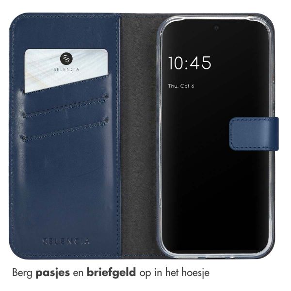 Selencia Echt Lederen Bookcase Google Pixel 9 / 9 Pro - Blauw