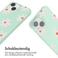 imoshion Siliconen design hoesje met koord iPhone 13 - Green Flower Distance