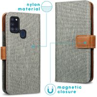 imoshion Luxe Canvas Bookcase Samsung Galaxy A21s - Grijs