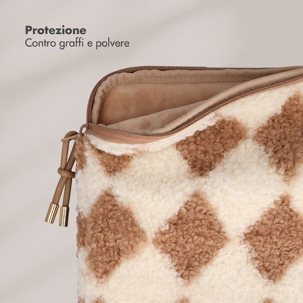 Selencia Teddy Laptop hoes 15-16 inch - Laptopsleeve - Checks