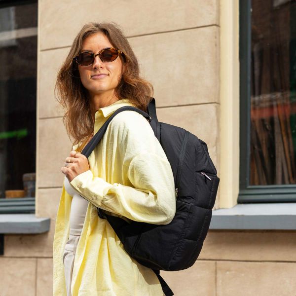 Selencia Vaya Puffy Laptop Rugzak 16 inch - Midnight Black