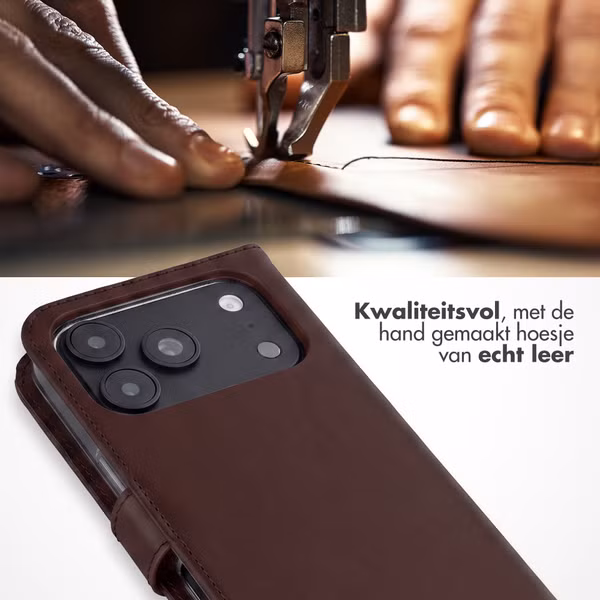 Selencia Echt Leren Bookcase Apple iPhone 18 Pro Max / 17 Pro Max - Bruin