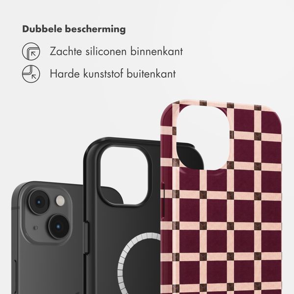 Selencia Vivid Backcover met MagSafe Apple iPhone 14 - Check This Burgundy