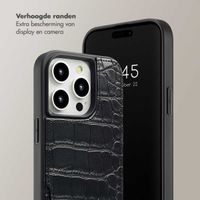 Selencia Nova Croco Backcover met koord en pashouder iPhone 14 Pro - Black