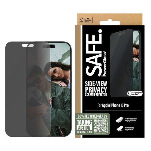 SAFE by PanzerGlass Privacy Screenprotector Ultra Wide Fit met applicator Apple iPhone 16 Pro