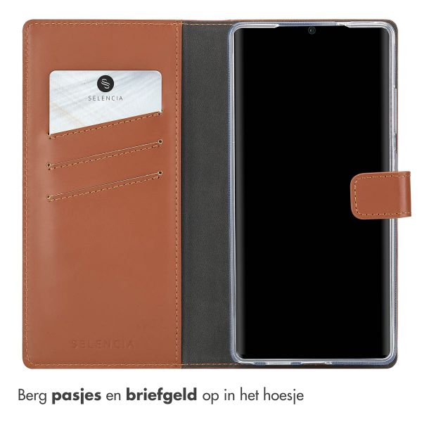 Selencia Echt Leren Bookcase Samsung Galaxy S25 Ultra - Lichtbruin