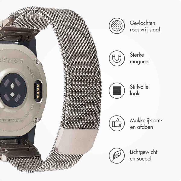 imoshion QuickFit® Milanees bandje  - Garmin 22 mm aansluiting - Maat L/XL - Starlight